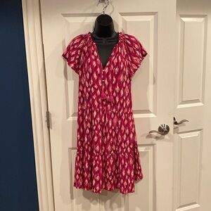 Large Petite Loft unlined dress  100 % Rayon pink dress - NWT